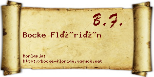 Bocke Flórián névjegykártya